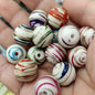 Imitation Ceramic Brushing Acrylic Beads 16mm Colorful Swirl 100pcs