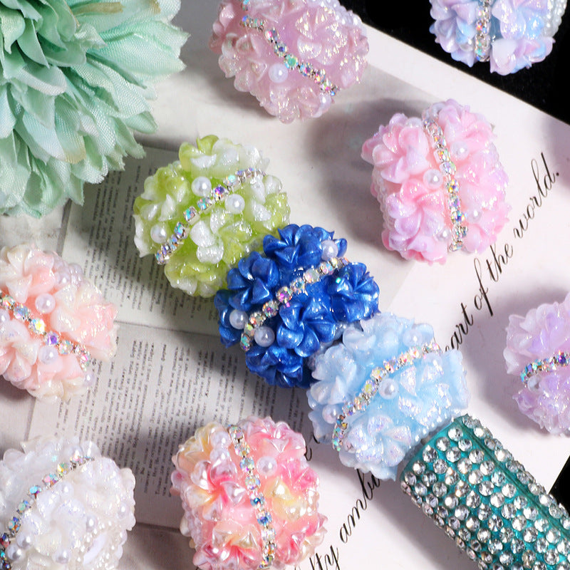 Flower Cluster Clay Beads 22mm Enlaced Pearl Lustre 5pcs
