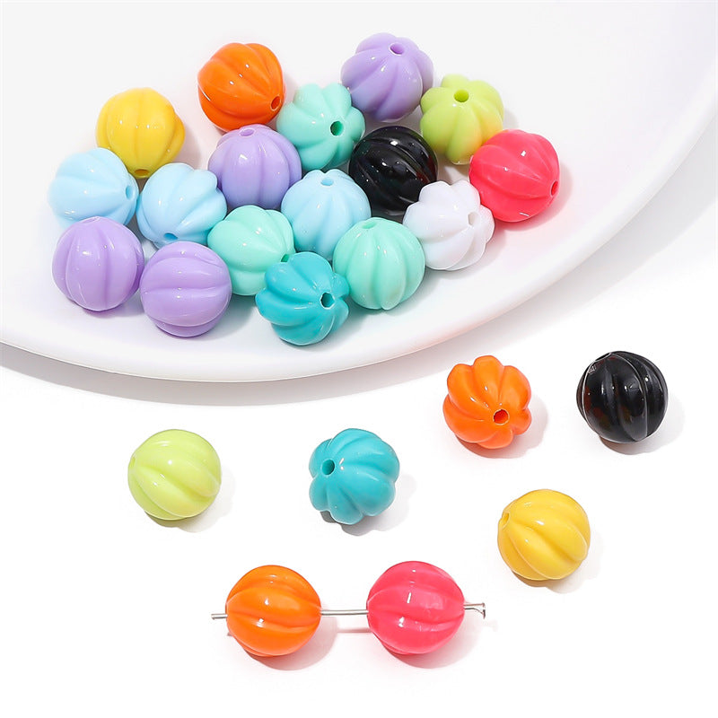 Opaque Pumpkin Acrylic Beads 12mm Colorful Round 40pcs 16