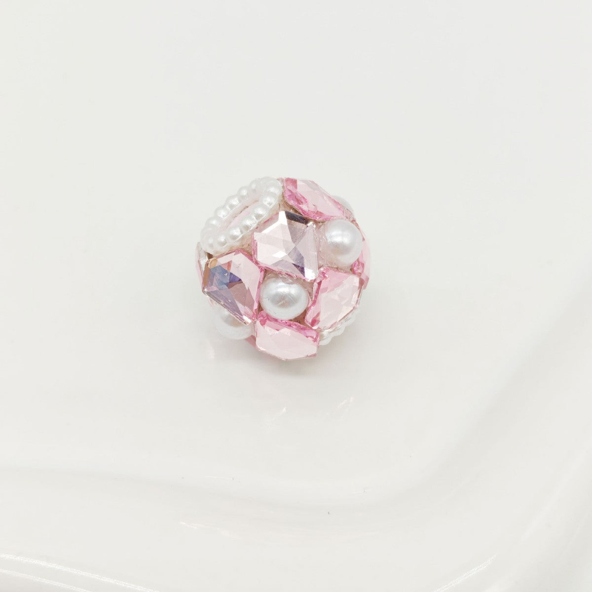Embellished Bubblegum Beads 16mm Faceted Mini Pearl Paved 4pcs 3
