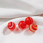 Vintage Hollow Striped Blown Glass Beads 21mm 4pcs 10