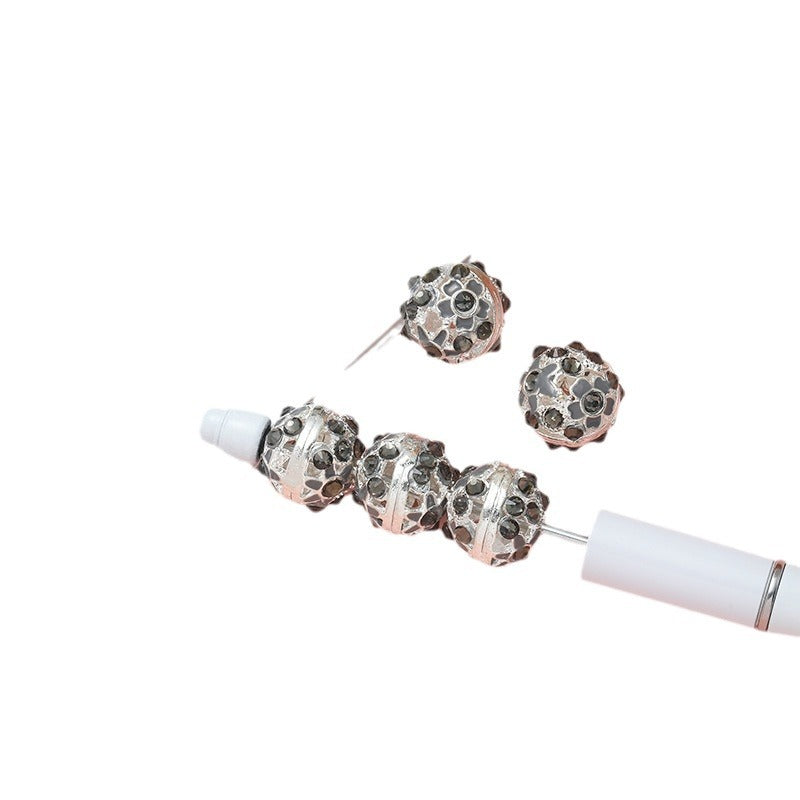 Round Rhinestone Beads 16mm Clustered Crystal Alloy 10pcs 5