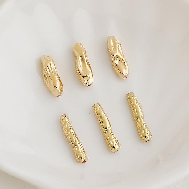 Brass Irregular Tube Metal Beads 6x18mm 4.5x21mm Hammered Texture 10pcs