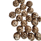 Printed Bubblegum Beads 20mm Coffee Leopard Print Round 10pcs 4