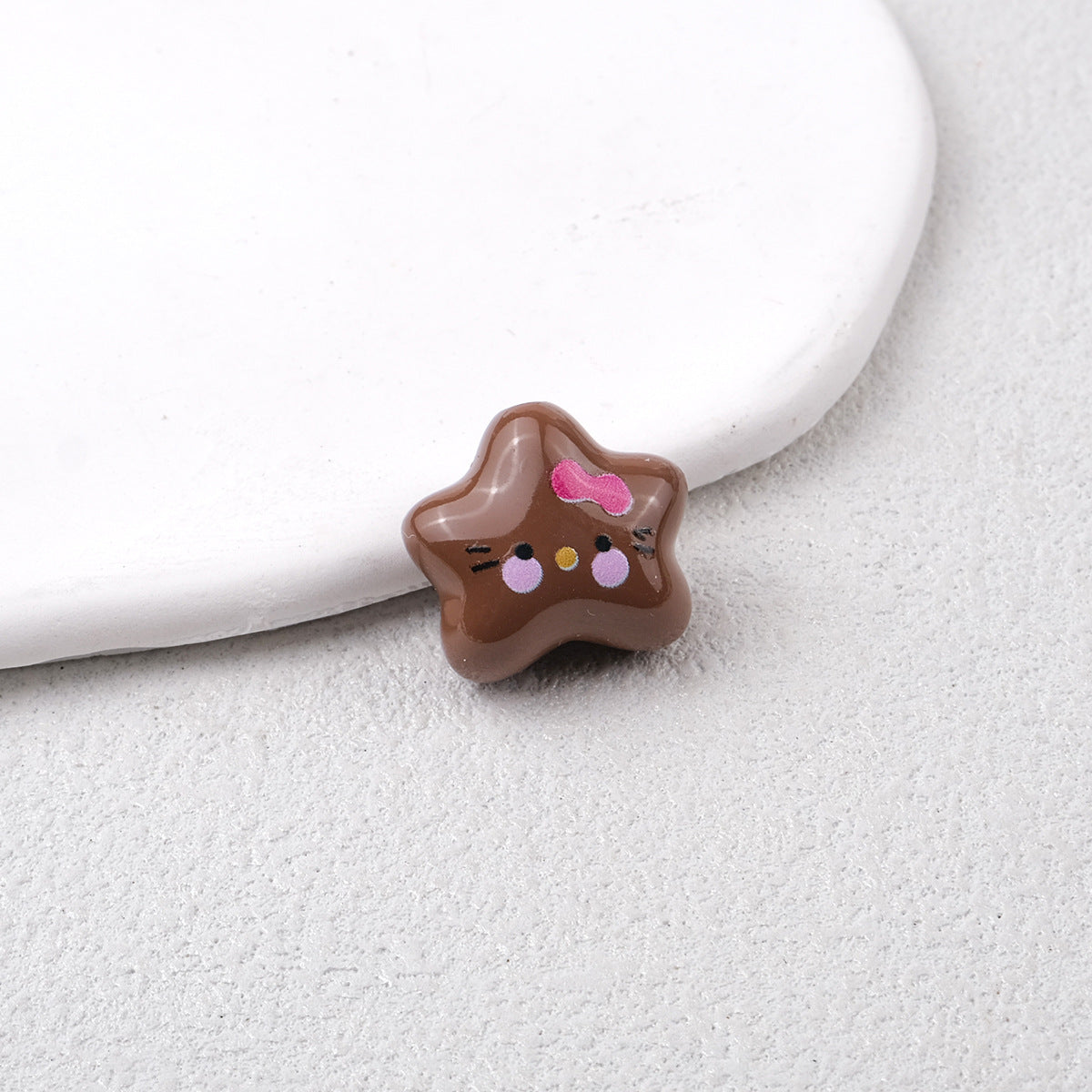 Star Acrylic Beads 20mm Glossy Hello KT Faces Colorful 20pcs 15