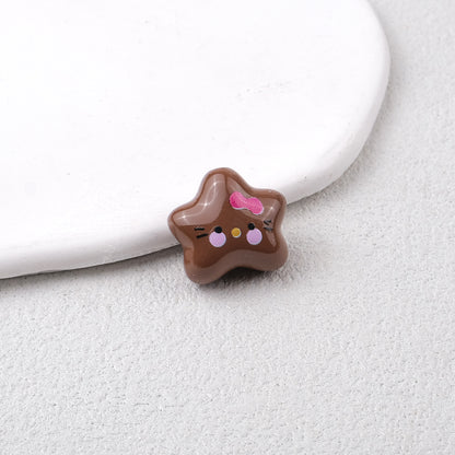 Star Acrylic Beads 20mm Glossy Hello KT Faces Colorful 20pcs 15