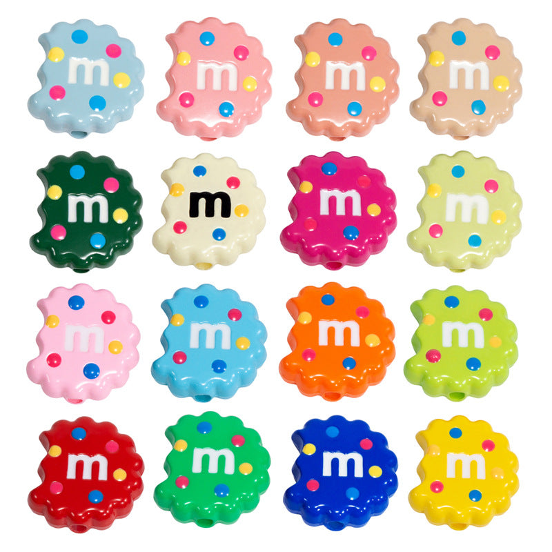 Hand Painted Bitten Cookie Acrylic Beads 22mm Enamel Glossy 10pcs 6