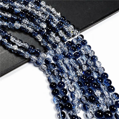 Crackle Flower Glass Beads 8mm Soft Purple Blue Gradient 3 Strands 14
