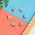 Rainbow Star and Heart Clay Beads 9mm Colorful Polymer 100pcs 3