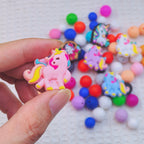 Silicone Focal Beads Unicorn Pastel Colors Bright Palette 20pcs 3