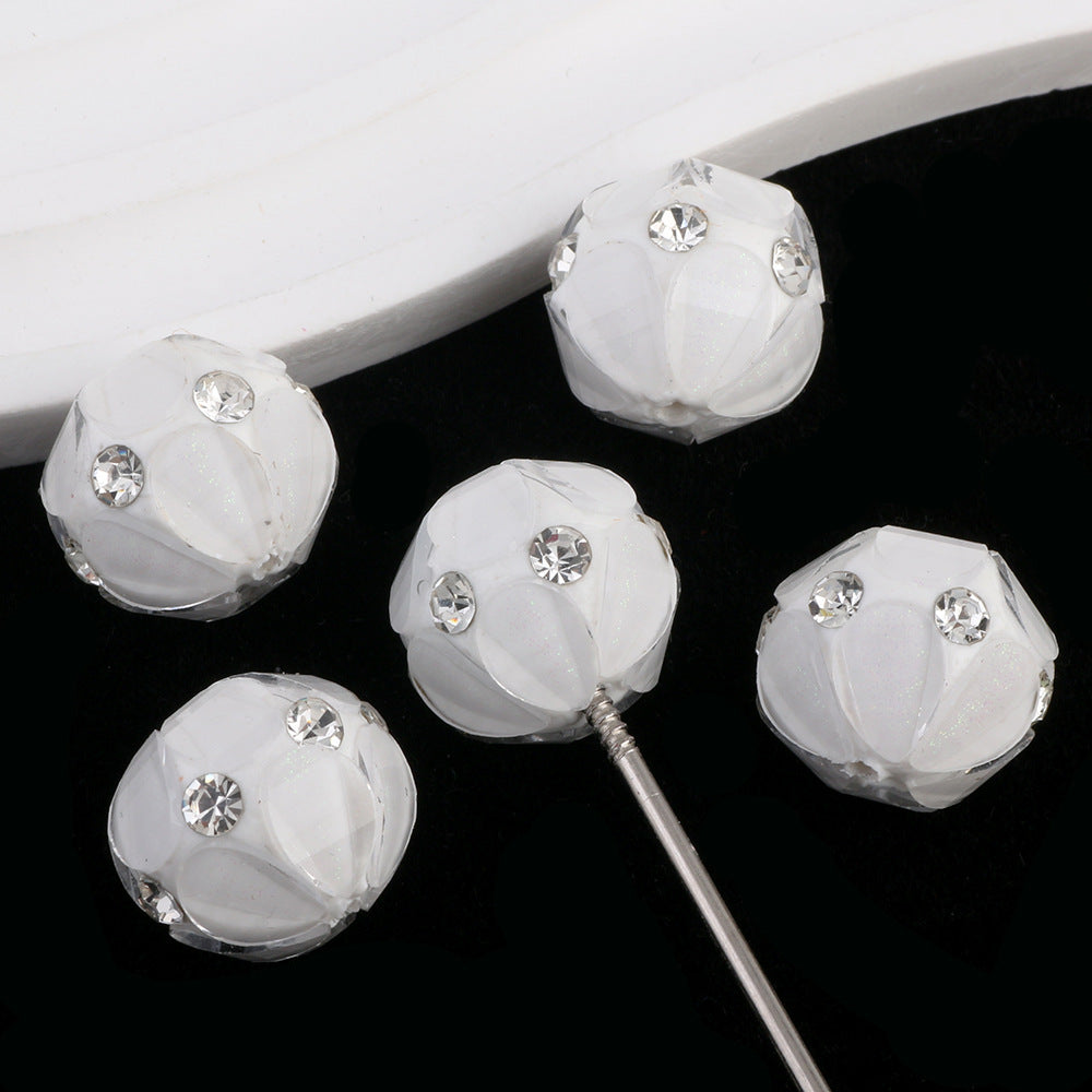 Flower Clay Beads 15mm Crystal Petal Wrapped Pastel Mixed 6pcs 5