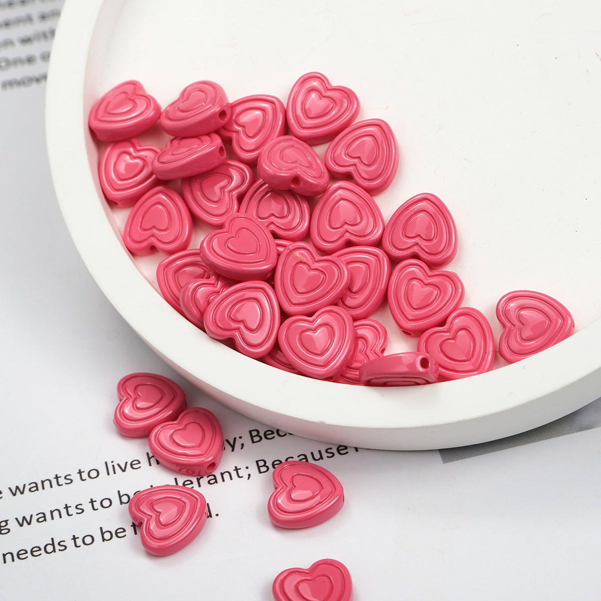 Mini Spiral Heart Acrylic Beads 11mm Colorful Mixed 50pcs 12
