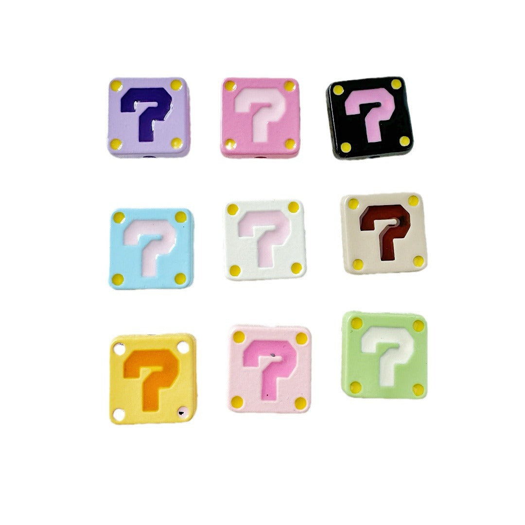 Square Metal Beads 11mm Painted Question Mark Design 20pcs 4