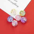 Transparent Rose Acrylic Round Beads 15x16mm Swirling Floral 20pcs 2