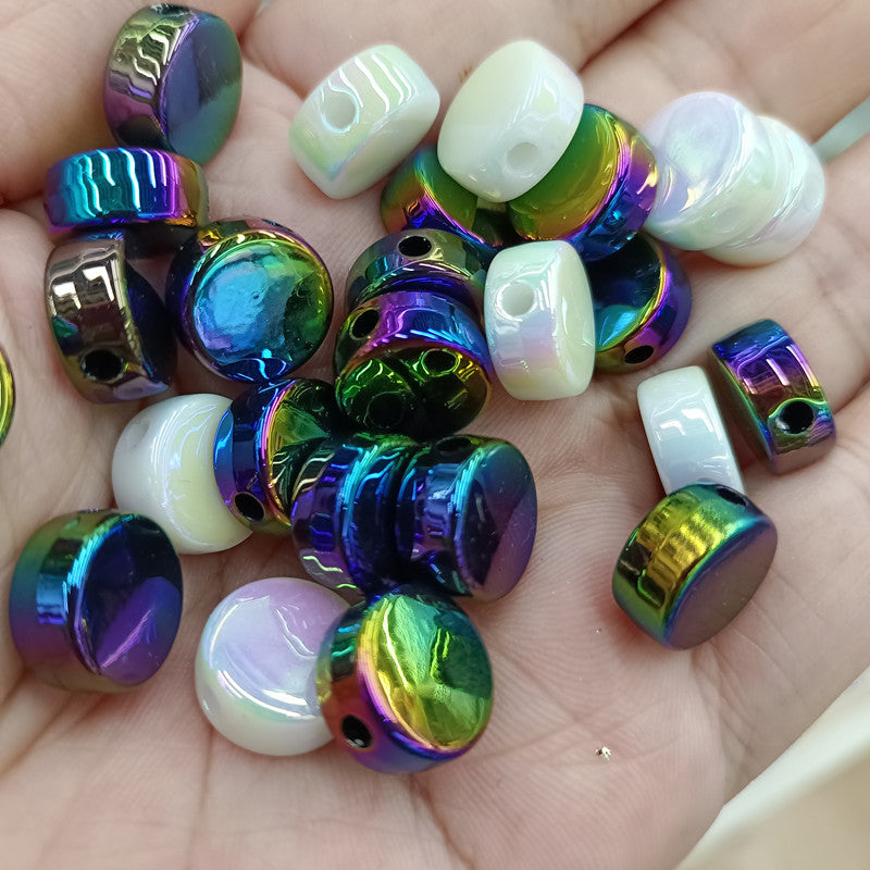 Plating Flat Round Acrylic Beads 12mm Solid Color 250pcs 3