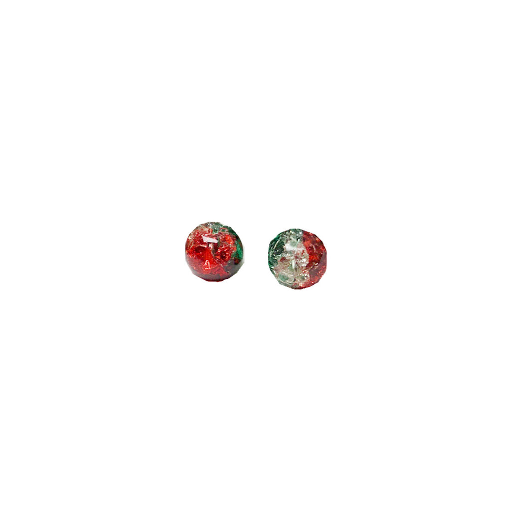 Crackle Glass Beads 8mm Christmas Red Green Clear 20pcs 3