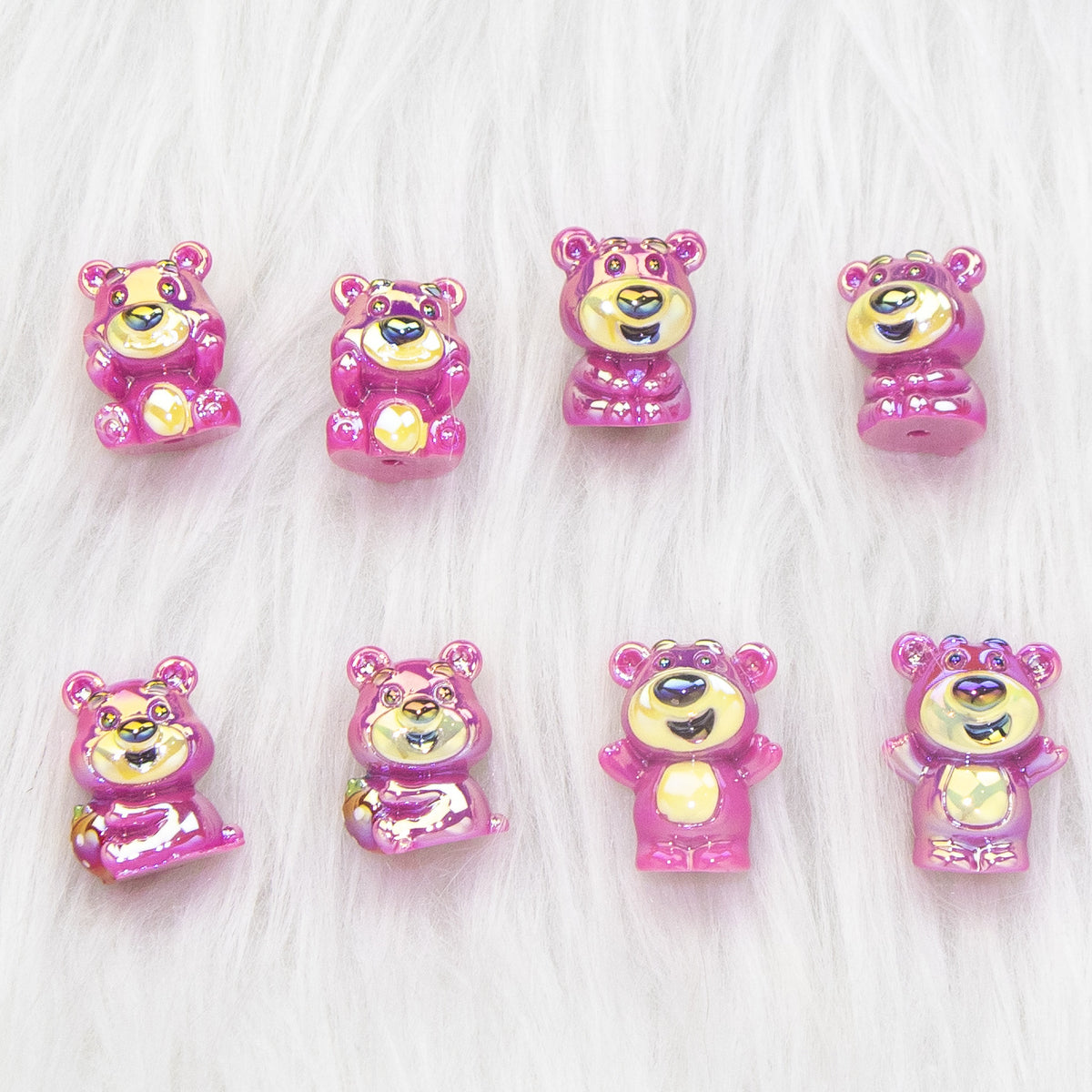 Plating 3D Lotso Resin Beads Glossy Pink Gold 10pcs