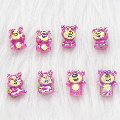 Plating 3D Lotso Resin Beads Glossy Pink Gold 10pcs