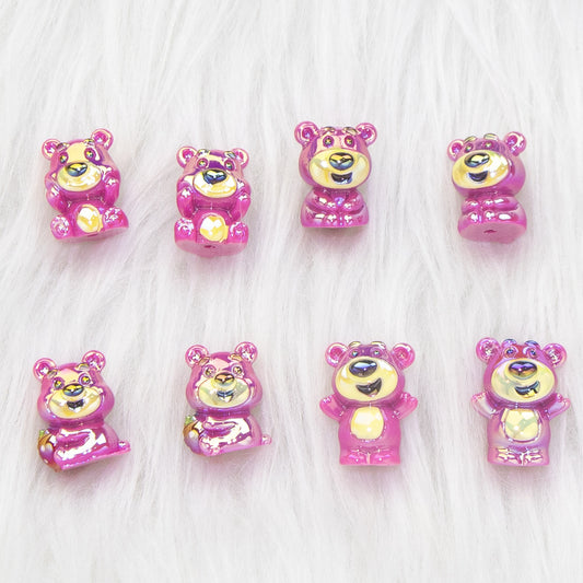 Plating 3D Lotso Resin Beads Glossy Pink Gold 10pcs