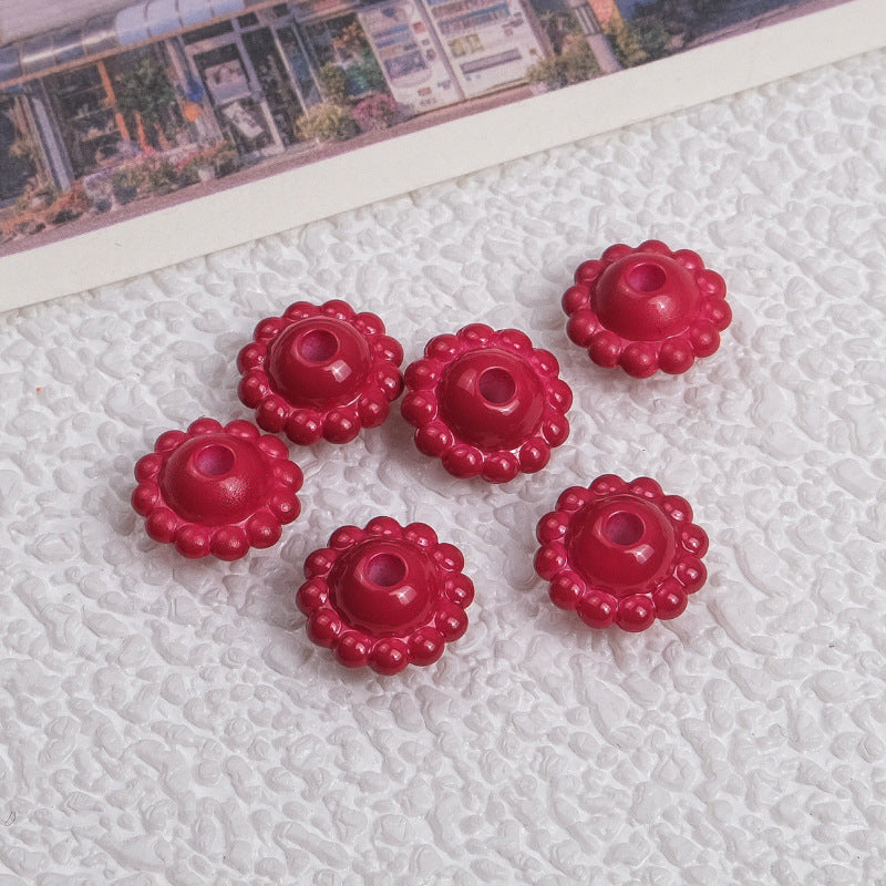 Acrylic Flower Spacer Beads 9mm Baking Painted 100pcs 11