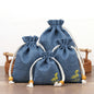 Cotton Linen Drawstring Bags Colorful Lotus Print 8x10-12x15cm 2pcs 15