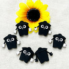Silicone 3D Focal Beads Black Trash Can Glossy Finish Playful Eyes 4