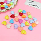 Glossy Painted Lace Heart Acrylic Beads 18mm Colorful Pastel 50pcs