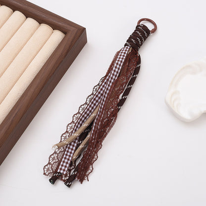 Braided Boho Lace Tassel Crochet Keychain Polyester 19cm 4pcs 21