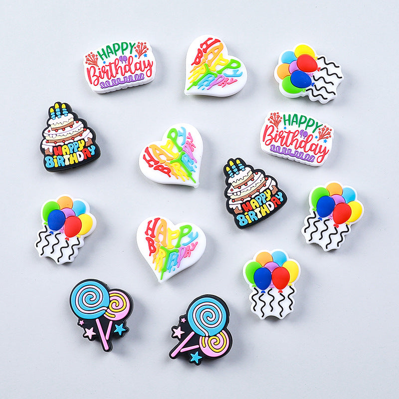 Silicone Focal Beads Happy Birthday Heart Balloon Collection 20pcs 4