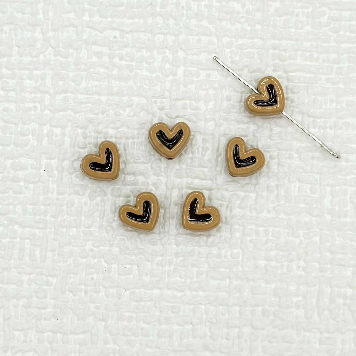 Heart Metal Beads 8mm Two-Tone Enamel Baked Finish 20pcs 17