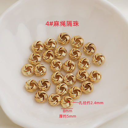 Brass Rope-Shaped Spacer Beads Coarse Texture 20pcs 9