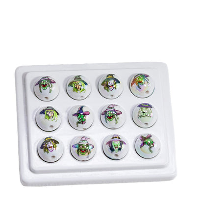 Plating Halloween Witch Acrylic Round Beads 16mm Mixed 50pcs 5