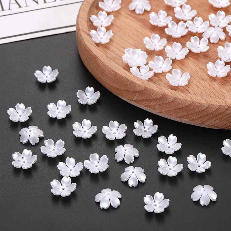 Five-Petal Flower Acrylic Beads 15mm Soft Pearly White 500pcs 3