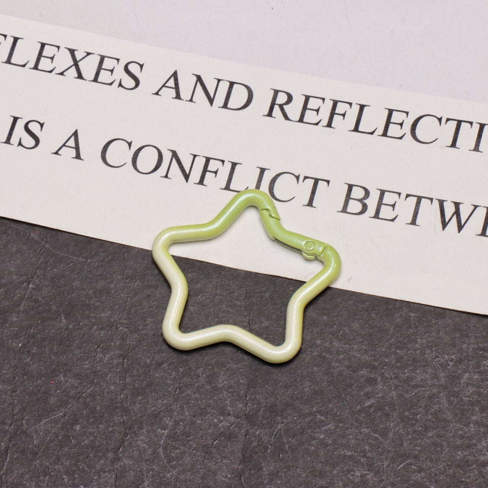 Alloy Gradient Pearlescent Star Trigger Spring Keyrings 4pcs 43mm 12