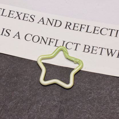 Alloy Gradient Pearlescent Star Trigger Spring Keyrings 4pcs 43mm 12