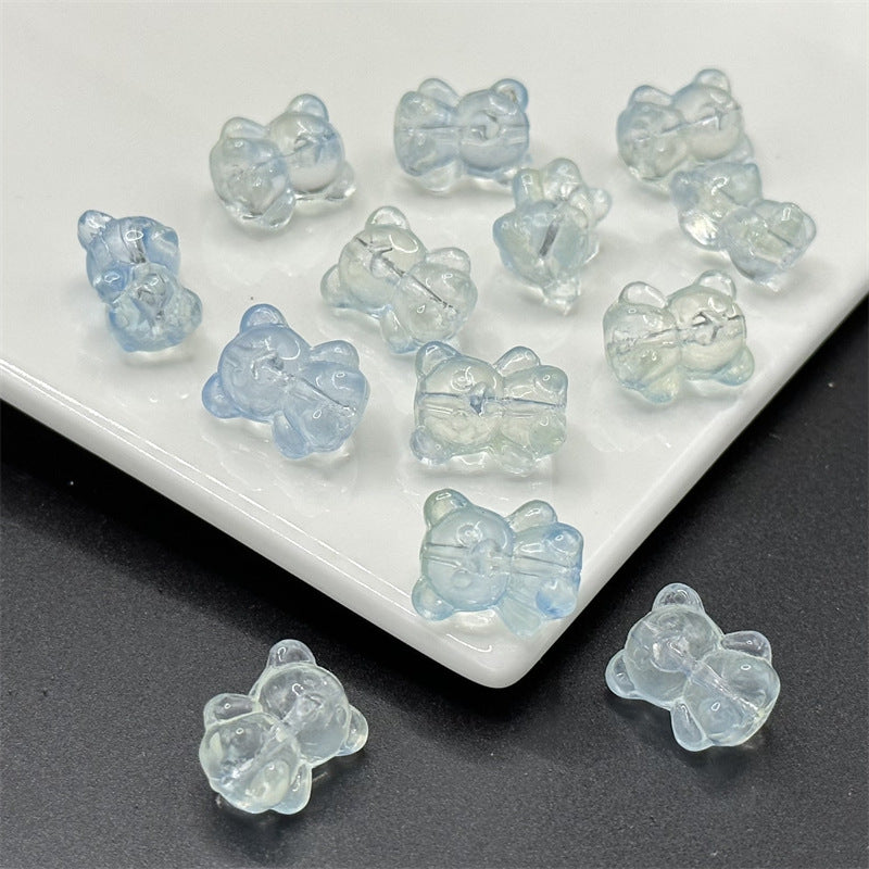 Transparent Bear Glass Beads 13x16mm Pastel Colors 100pcs 11