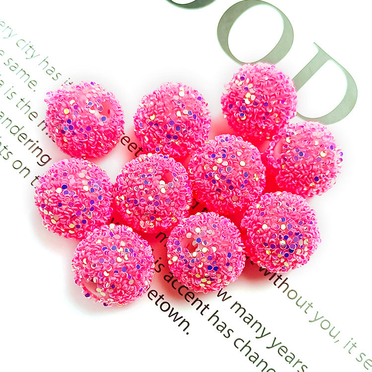 Glitter Bubblegum Beads 16mm Colorful Iridescent Sparkle 1pc 12