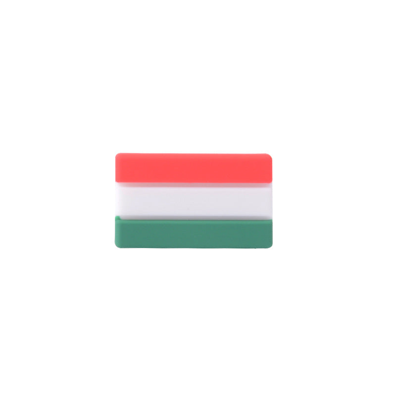 Silicone Focal Beads National Flag Rectangular Design 20pcs 16