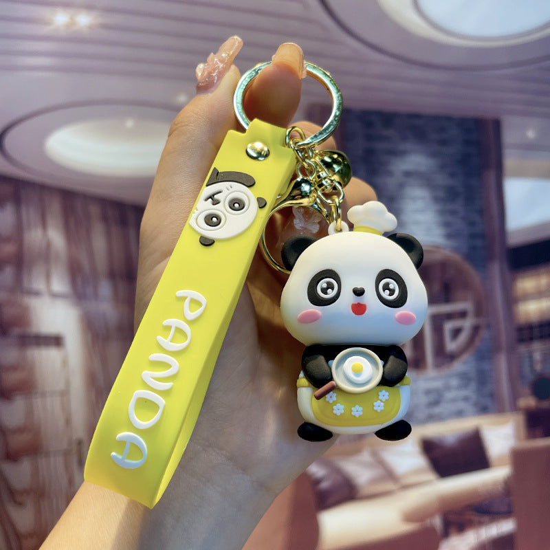 Cartoon Panda Keychain Cute PVC Material Playful Charm 7