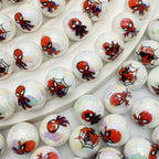Plating Round Acrylic Beads 16mm Spider Man Printed 50pcs