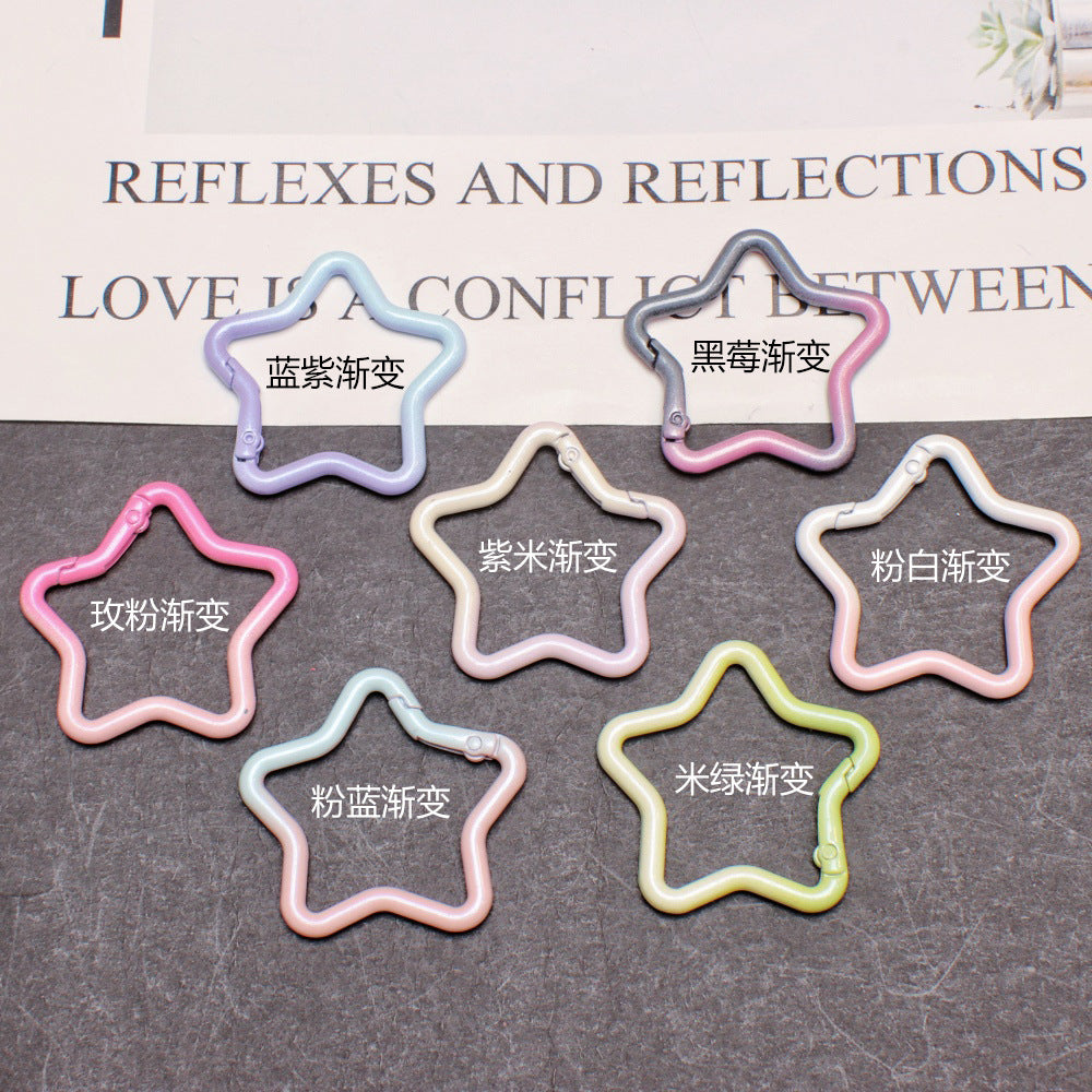 Alloy Gradient Pearlescent Star Trigger Spring Keyrings 4pcs 43mm 3