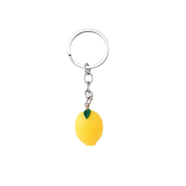 Resin Lemon Keychain Bright Yellow Fruit Shape Charm