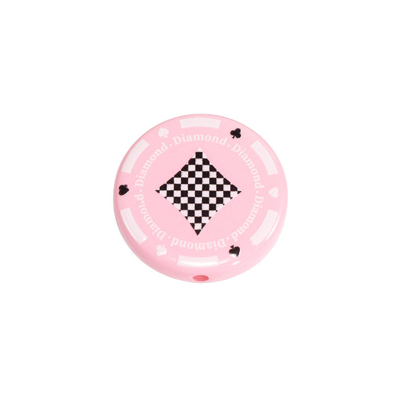Flat Acrylic Beads 31mm Texas Chip Card Suits Printed 10pcs 8