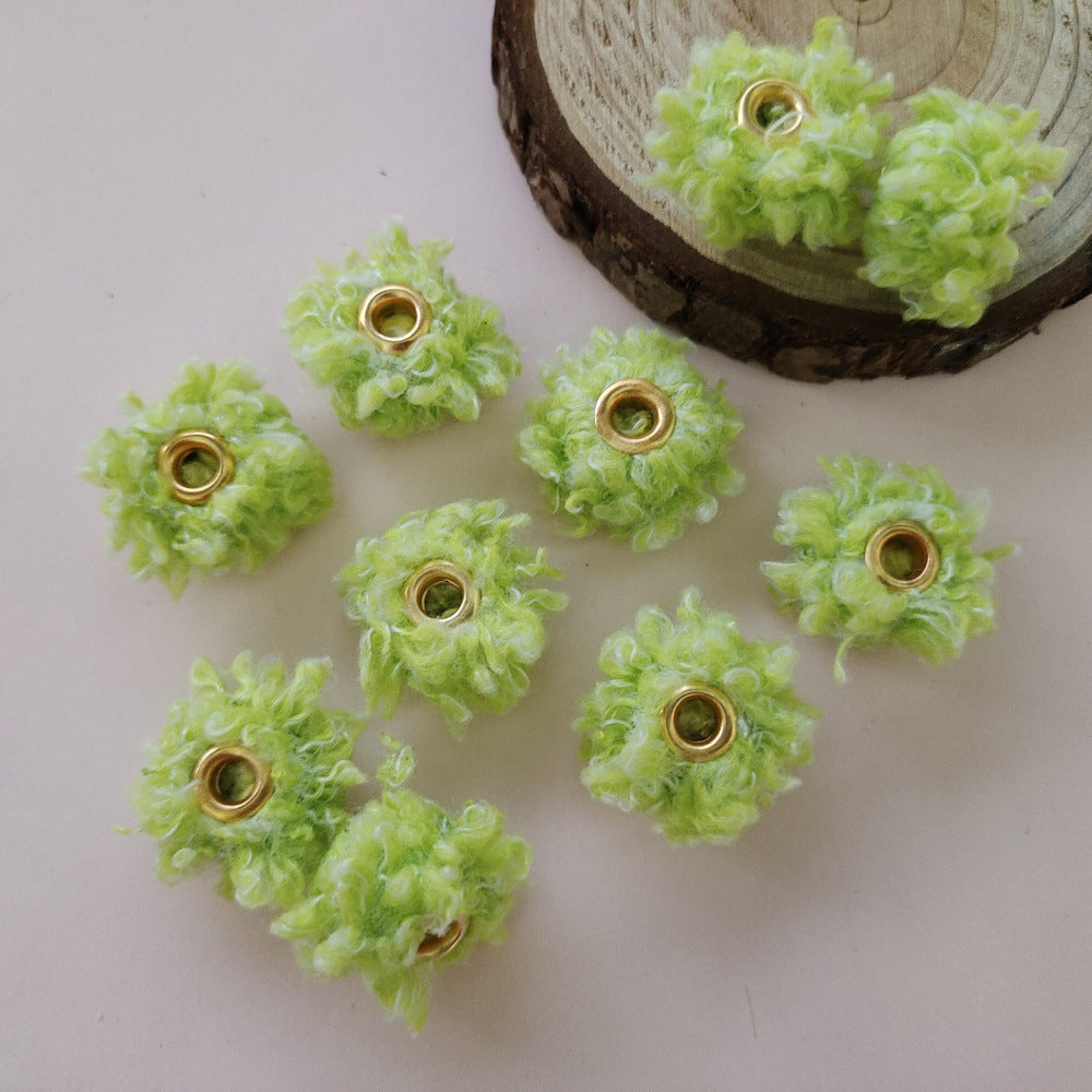 Fabric Fluffy Spacer Beads 15mm Two-Color Teddy 100pcs 18