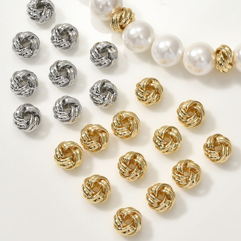 Brass Yarn Ball Metal Beads 7mm Twisted Design 10pcs