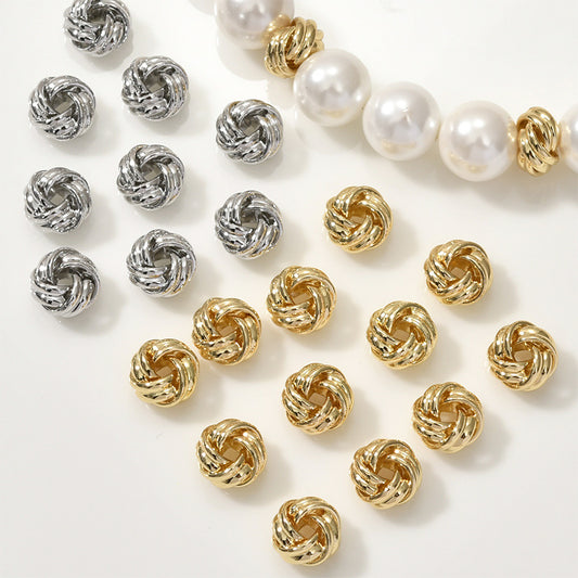 Brass Yarn Ball Metal Beads 7mm Twisted Design 10pcs