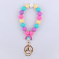 Rainbow Silicone Bead Wristlet Keychain with Rainbow Charm 11