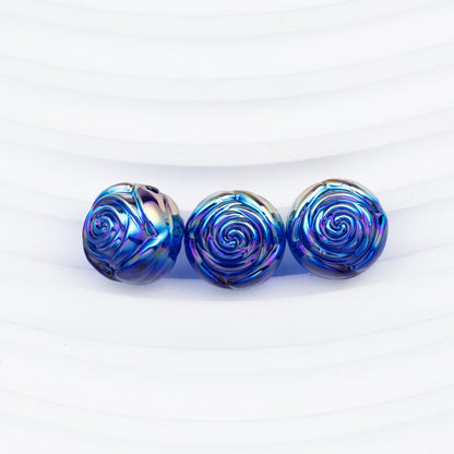 Transparent Rose Acrylic Round Beads 15x16mm Swirling Floral 20pcs 14