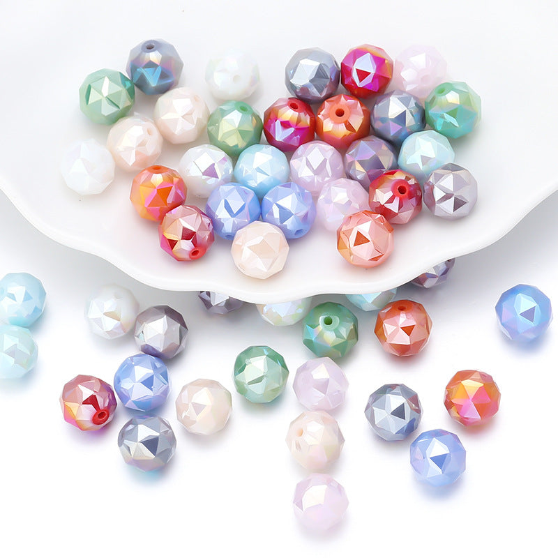 Faceted Round Glass Beads 10mm Cut Surface Multicolor 20pcs