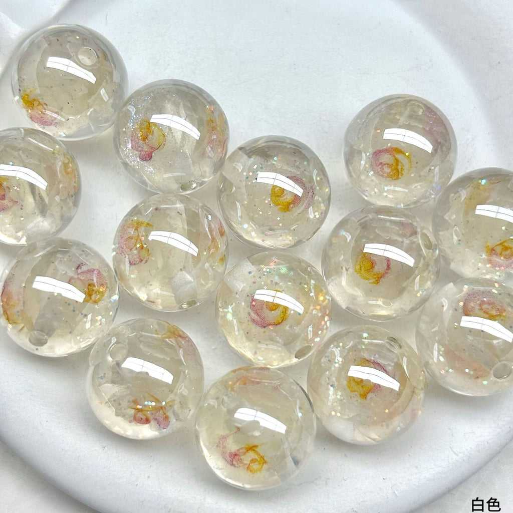 Luminous Rose Resin Beads 16mm Round Multicolor 10pcs 6